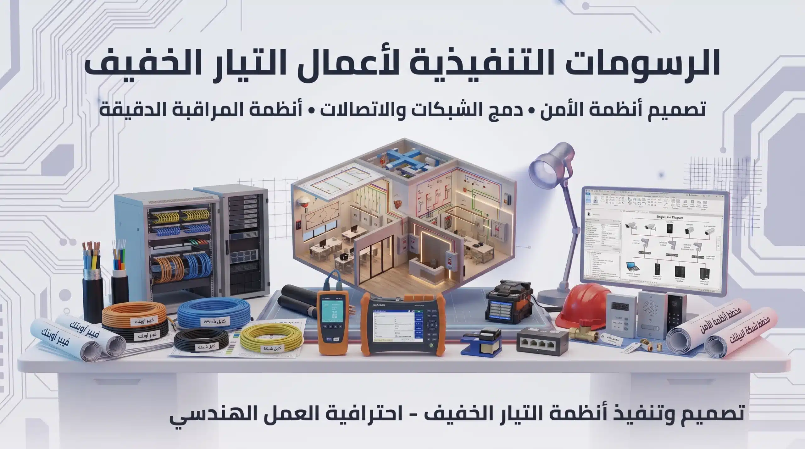 الرسومات التنفيذية للأعمال الكهربائية – تيار خفيف (Shop Drawing)