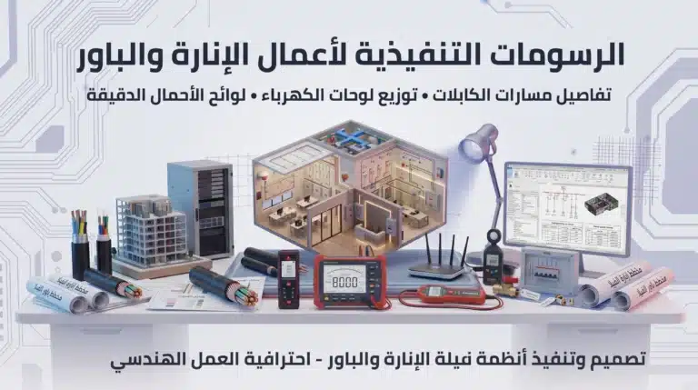 الرسومات التنفيذية للأعمال الكهربائية – إنارة وباور (Shop Drawing)